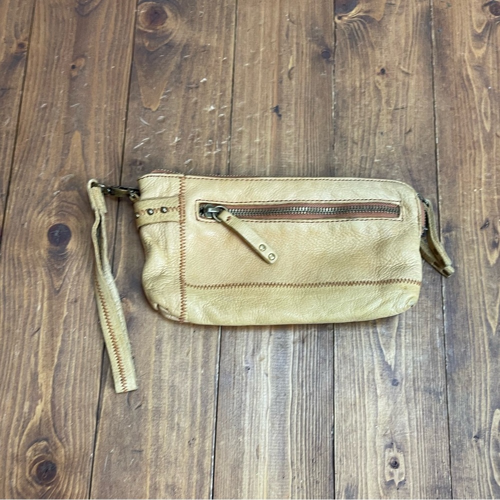 Schuler and sons Philadelphia Anthropologie tan leather wristlet clutch